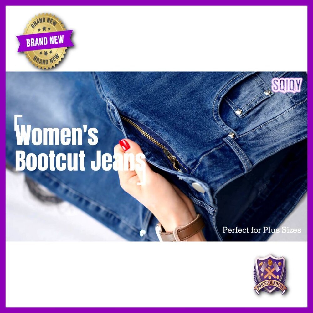 Plus Size High Waisted Bootcut Jeans Stretchy Slimming Fit - Picture 7 of 7